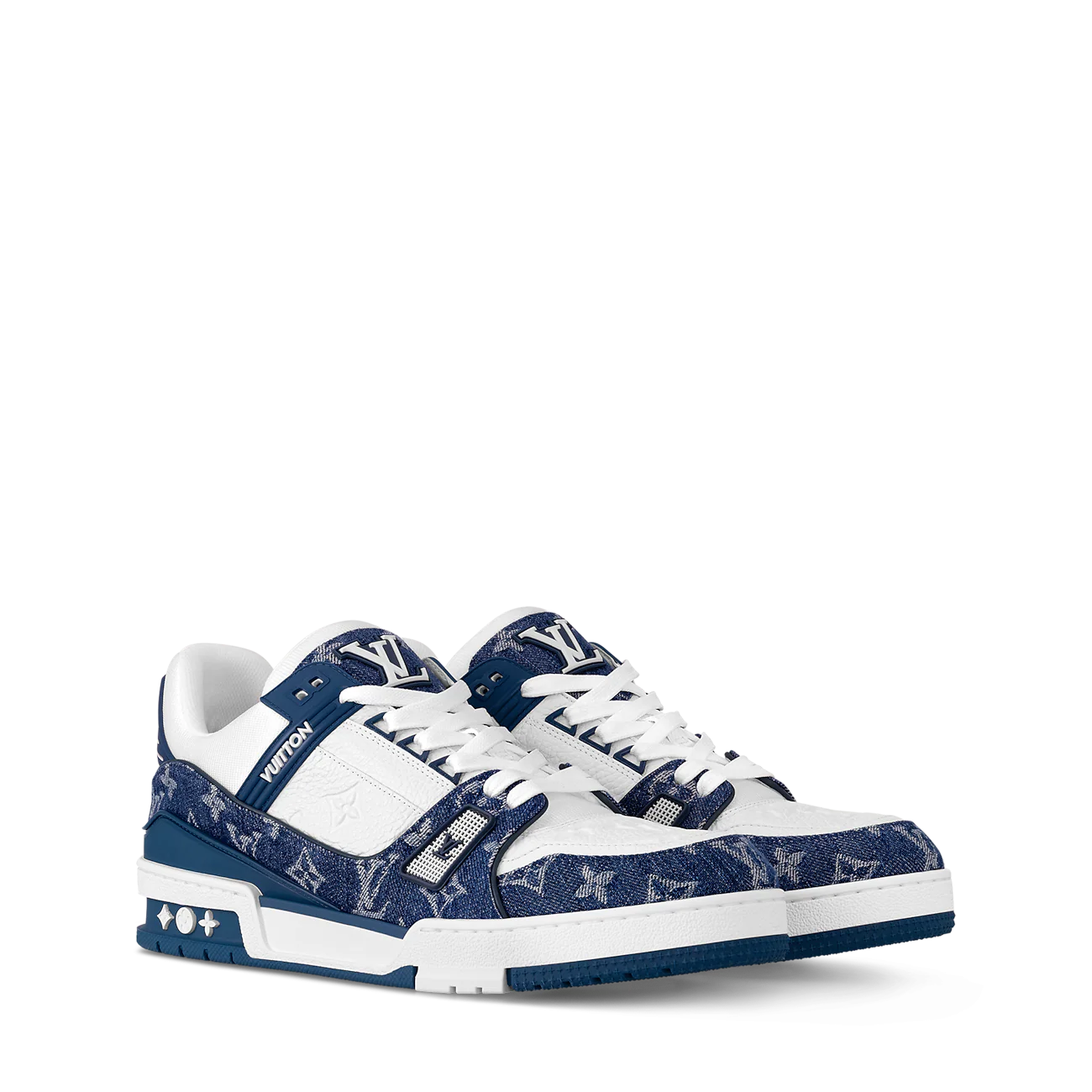 LOUIS VUITTON LV TRAINER WHITE BLUE FULLY BOXED